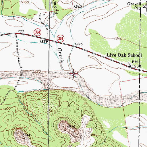 Topographic Map of Live Oak Creek, TX