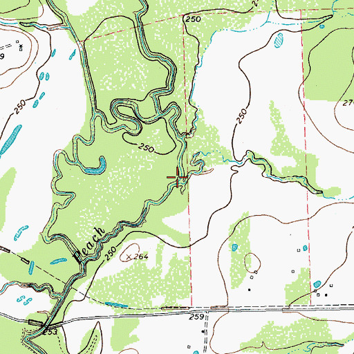 Topographic Map of Liveoak Branch, TX