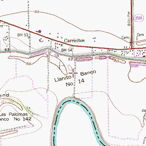 Topographic Map of Llanito Banco Number 14, TX