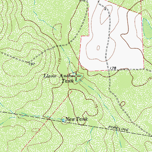 Topographic Map of Llano Ancho Tank, TX