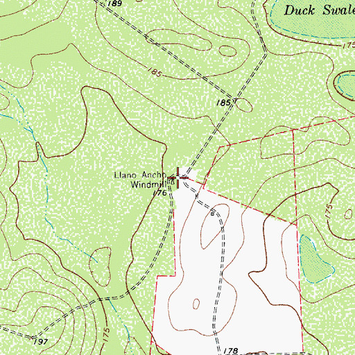 Topographic Map of Llano Ancho Windmill, TX