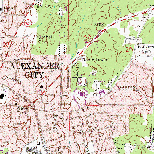 Topographic Map of Kingdom Hall of Jehovahs Witnesses, AL