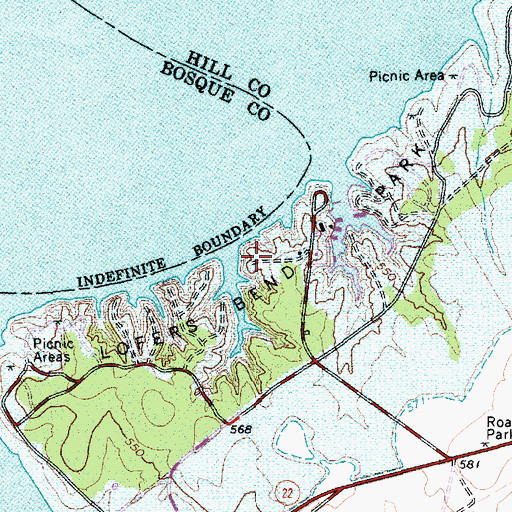Topographic Map of Lofers Bend Park, TX