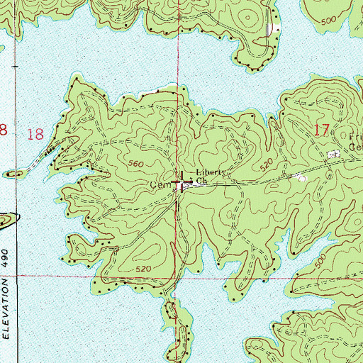 Topographic Map of Liberty Cemetery, AL