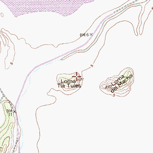 Topographic Map of Loma Tia Tules, TX