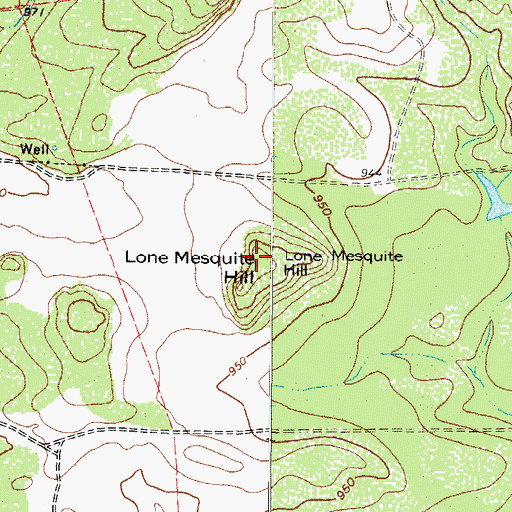 Topographic Map of Lone Mesquite Hill, TX