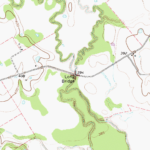 Topographic Map of Long Bridge, TX
