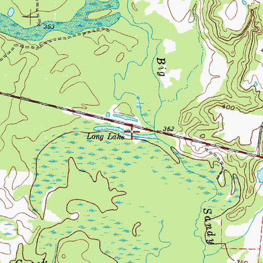 Topographic Map of Long Lake, TX