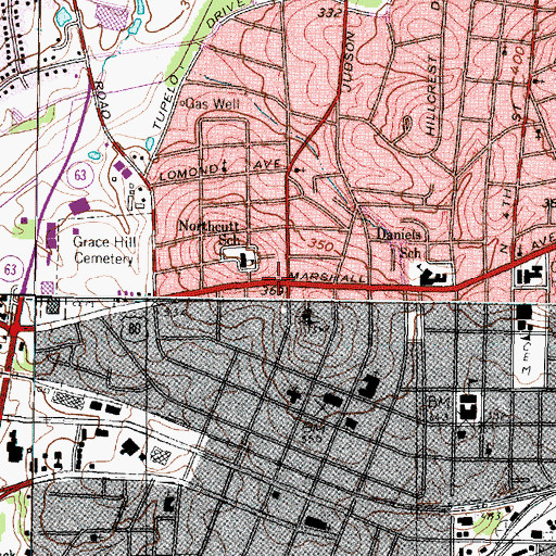 Topographic Map of Longview, TX