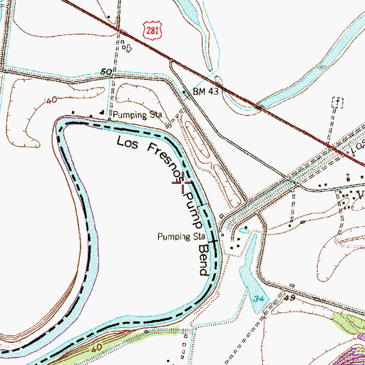 Topographic Map of Los Fresnos Pump Bend, TX