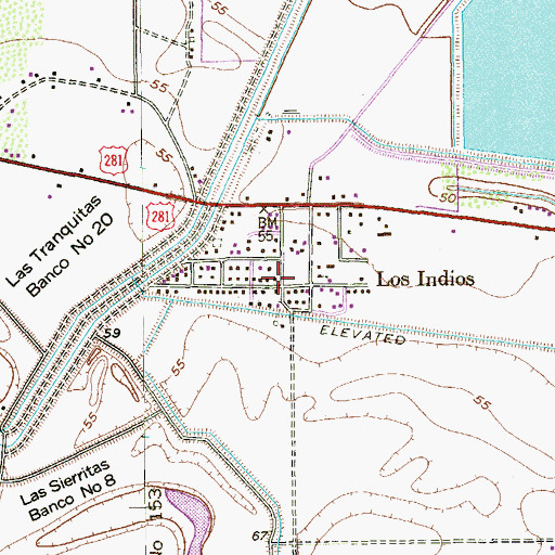 Topographic Map of Los Indios, TX