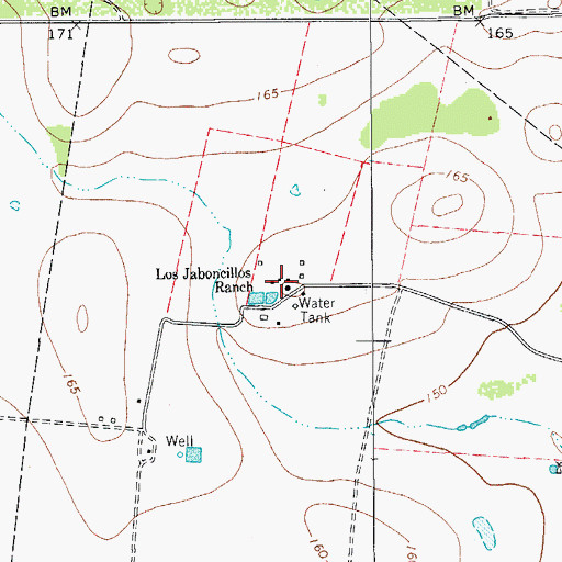Topographic Map of Los Jaboncillos Ranch, TX