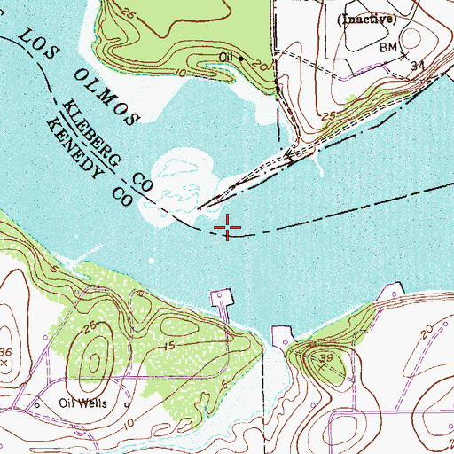 Topographic Map of Los Olmos Creek, TX
