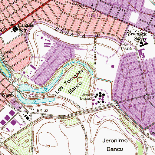 Topographic Map of Los Tomates Banco, TX