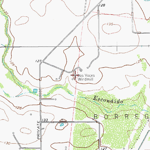 Topographic Map of Los Voces Windmill, TX