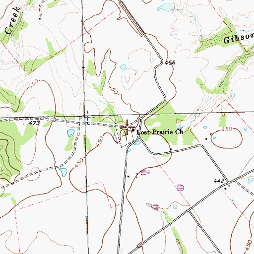 Topographic Map of Lost Prairie Church, TX