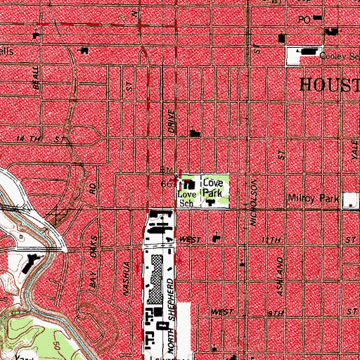 Topographic Map of Love School, TX