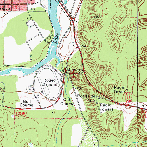 Topographic Map of Lovers Leap, TX
