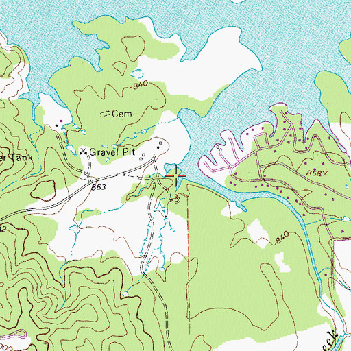 Topographic Map of Lake Lyndon B Johnson, TX