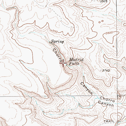Topographic Map of Madrid Falls, TX