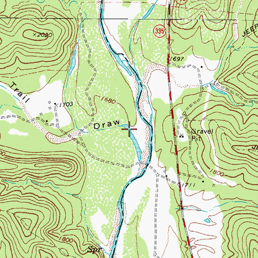 Topographic Map of Mail Trail Draw, TX