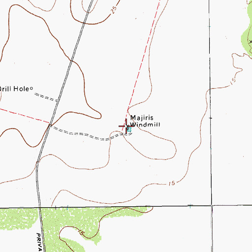Topographic Map of Majiris Windmill, TX