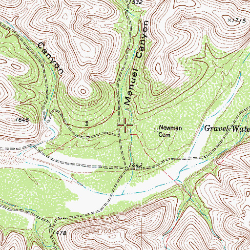 Topographic Map of Manuel Canyon, TX