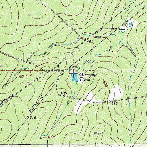 Topographic Map of Manuel Tank, TX