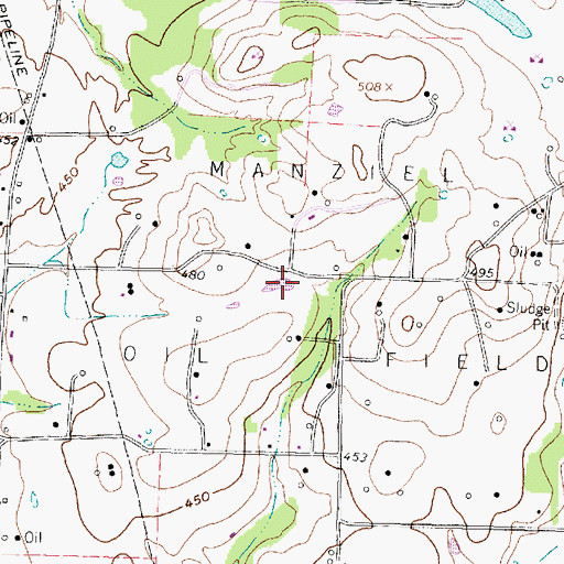 Topographic Map of Manziel Oil Field, TX