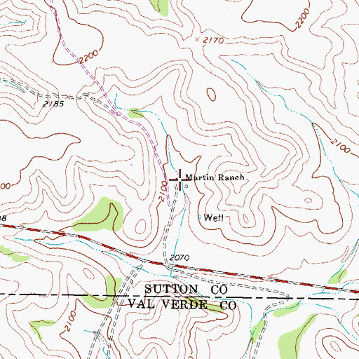 Topographic Map of Martin Ranch, TX