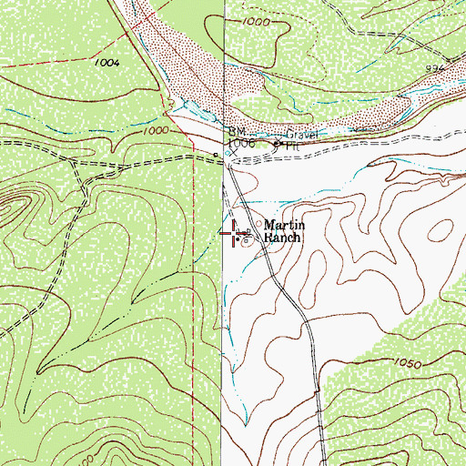 Topographic Map of Martin Ranch, TX
