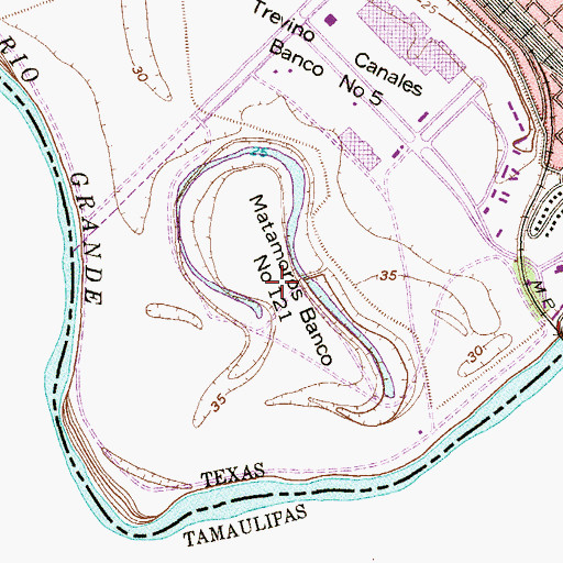 Topographic Map of Matamoros Banco Number 121, TX