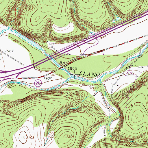 Topographic Map of Maynard Creek, TX