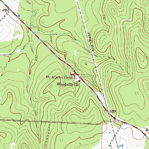 Topographic Map of McAdams Cemetery, TX