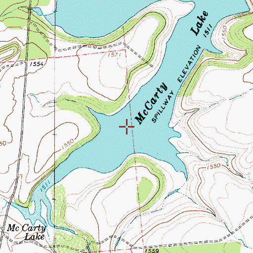 Topographic Map of McCarty Lake, TX