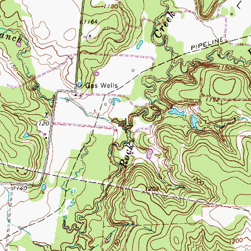 Topographic Map of McCumber Branch, TX