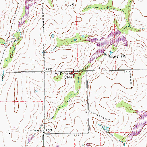 Topographic Map of McDonald Cemetery, TX