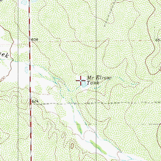 Topographic Map of McElrow Tank, TX