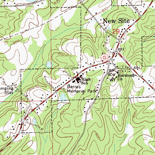 Topographic Map of New Site High School, AL
