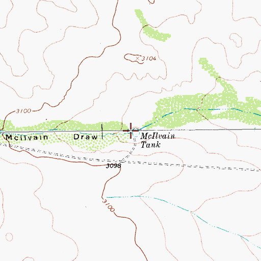 Topographic Map of McIlvain Tank, TX