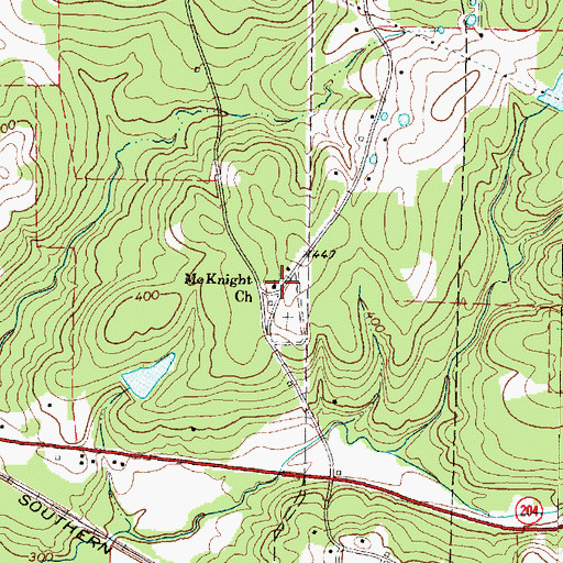 Topographic Map of McKnight Church, TX