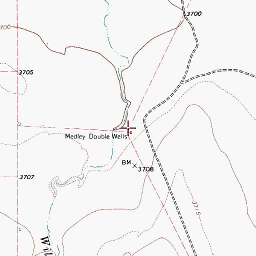 Topographic Map of Medley Double Wells, TX