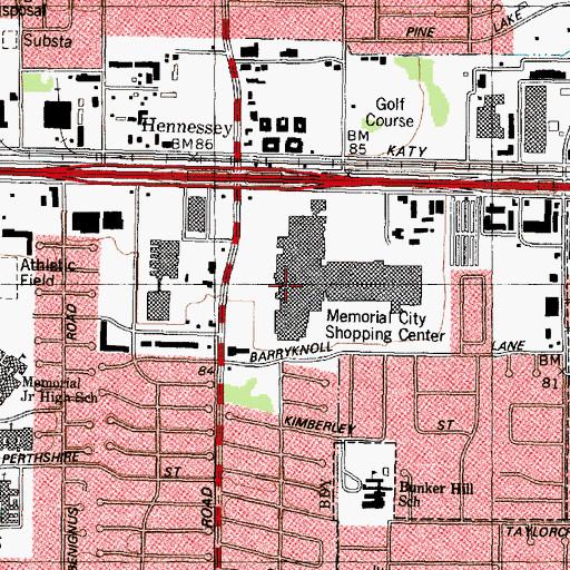 Topographic Map of Memorial City Shopping Center, TX