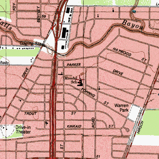 Topographic Map of Mendel School, TX