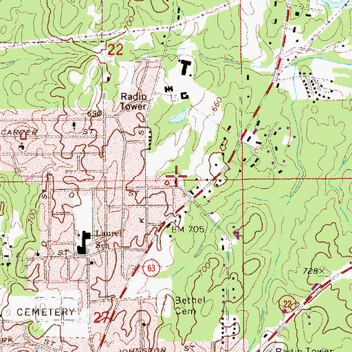 Topographic Map of O Street Baptist Church, AL