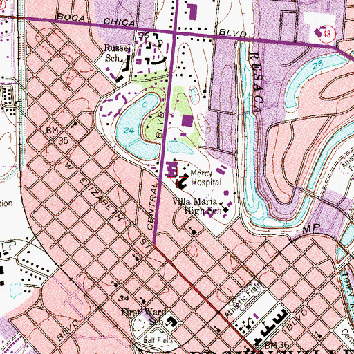 Topographic Map of Valley Baptist Medical Center - Brownsville, TX