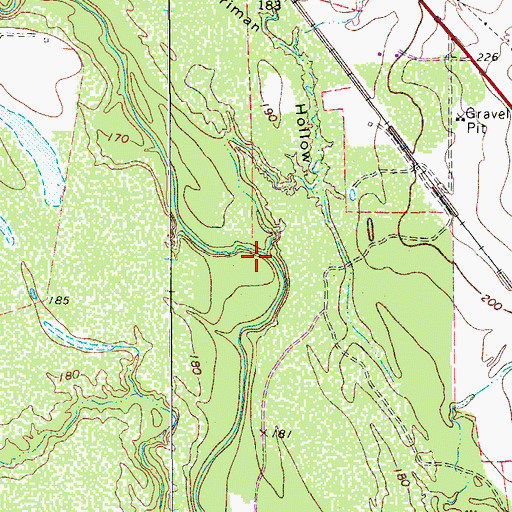 Topographic Map of Merriman Hollow, TX