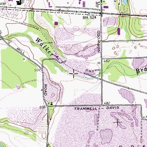 Topographic Map of Mesquite Branch, TX