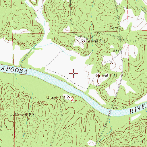 Topographic Map of Oakfuskee Council House (historical), AL