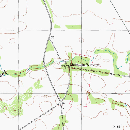 Topographic Map of Mesquite Windmill, TX